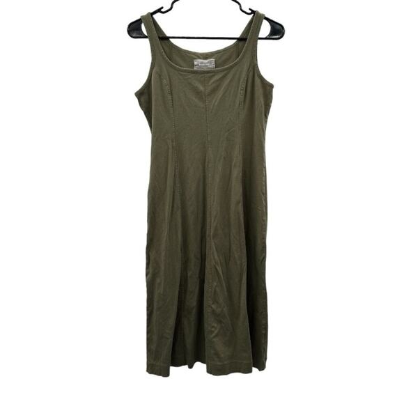 Everlane Olive Green Sleeveless Scoop Neck Fit &‎ Flare Midi Dress Size XS - Picture 1 of 9